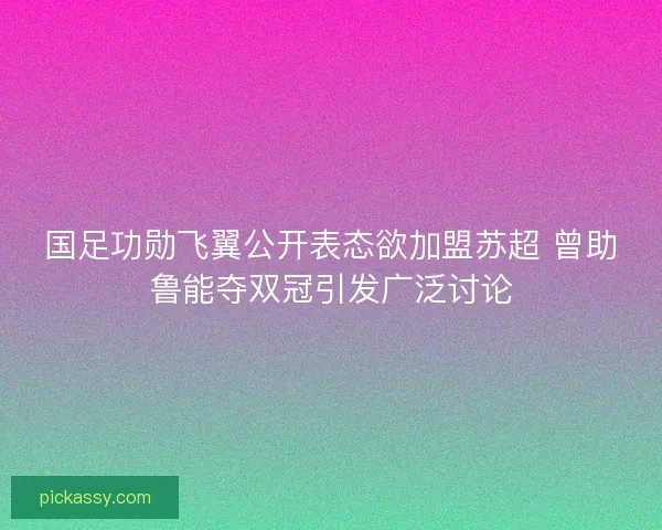 国足功勋飞翼公开表态欲加盟苏超 曾助鲁能夺双冠引发广泛讨论